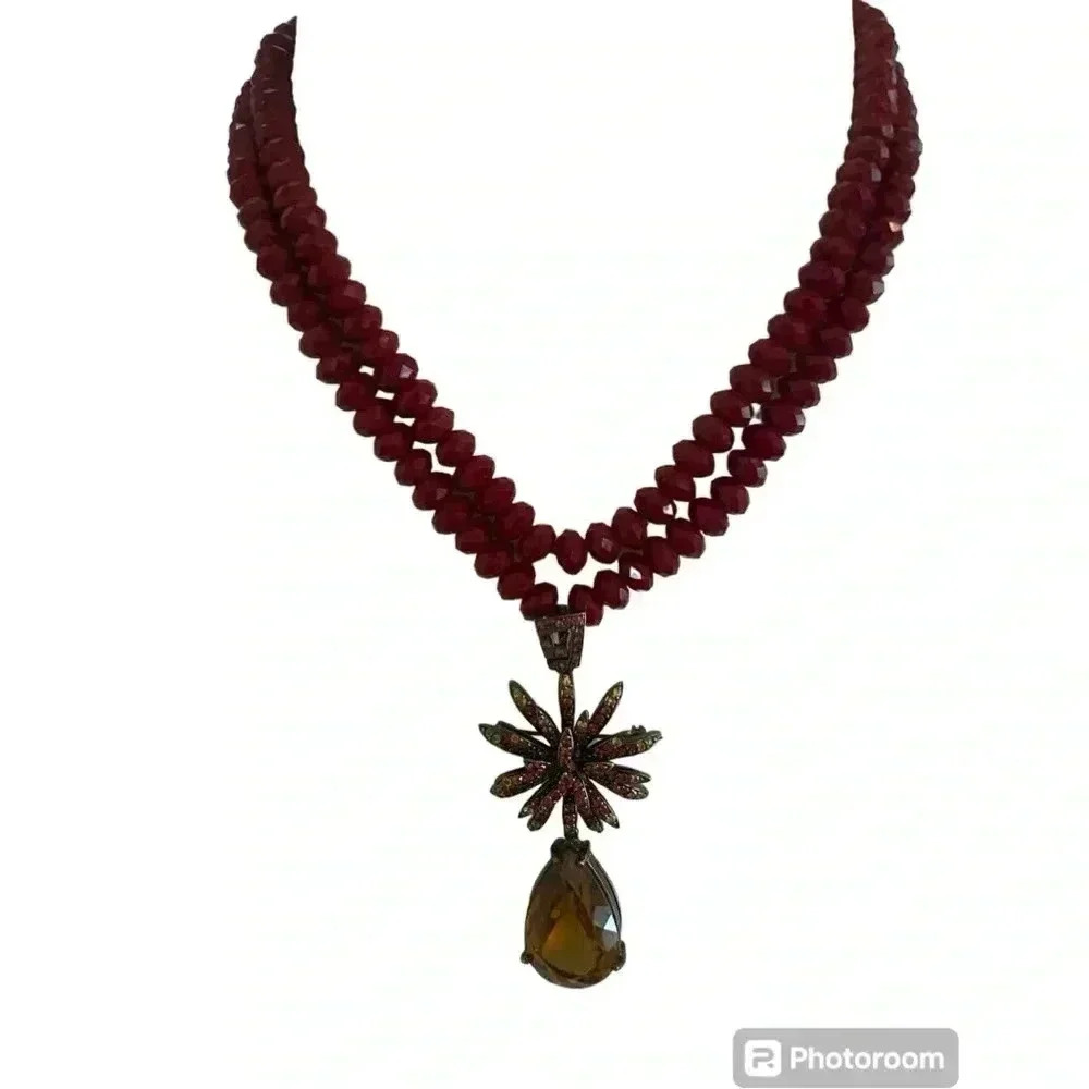High End Short Beaded Double String Necklace - image 1